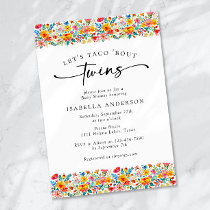 Let's Taco 'Bout Twins Floral Fiesta Baby Shower Invitation