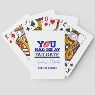 Let's Tailgate Celebrate Blue Bridal Couple Shower Playing Cards