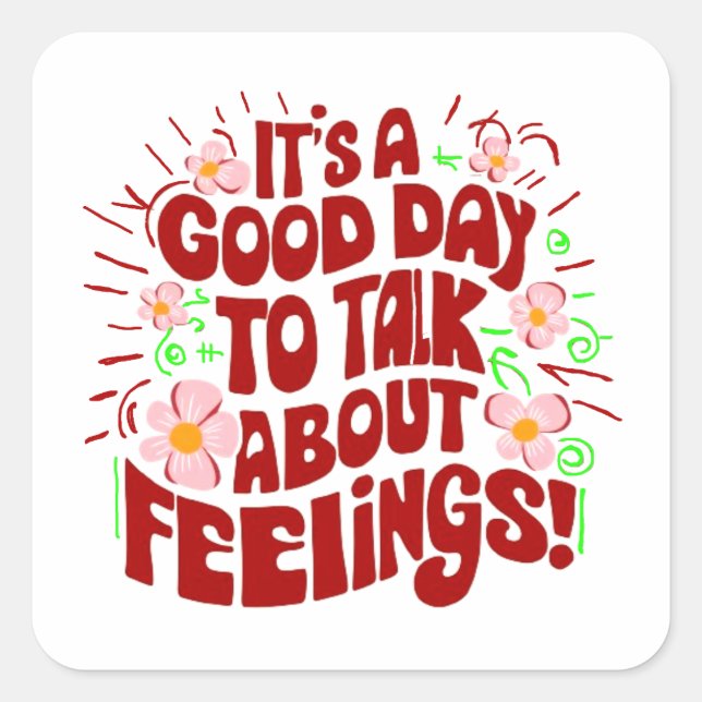 Let's talk about feelings square sticker (Front)