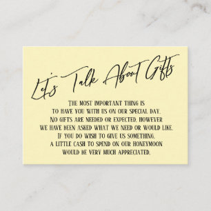 Let's Talk About Gifts Handwriting Butter Yellow Enclosure Card