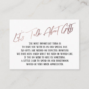 Let's Talk About Gifts Rose Gold Handwriting Enclosure Card
