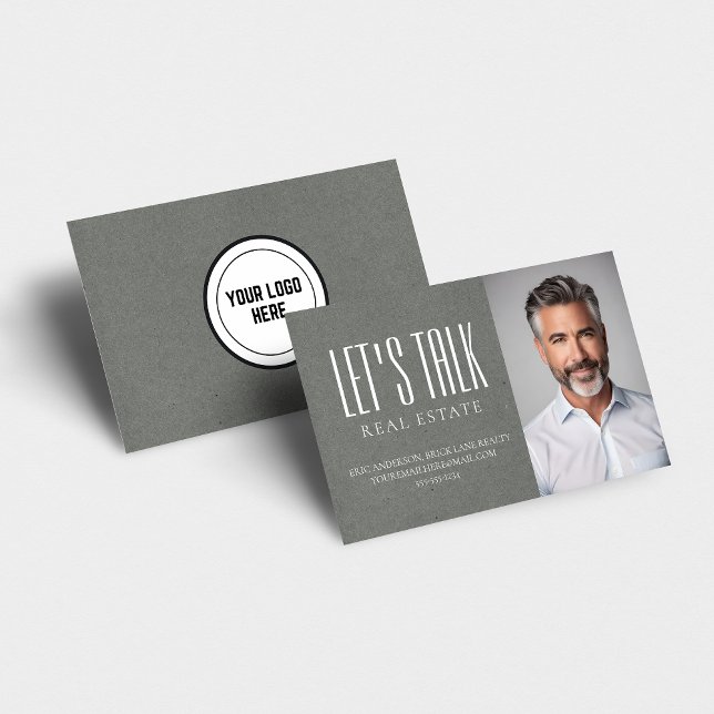 Let's Talk Real Estate Grey Kraft Paper Business Card (Creator Uploaded)