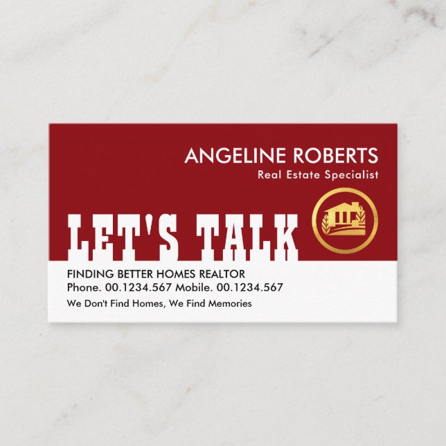 Let's Talk Real Estate Rental Business Card (Front)