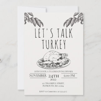 Let's Talk Turkey Thanksgiving Dinner Invitation