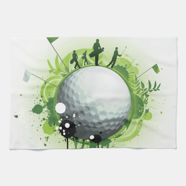 Let's Tee Off For Golf Tea Towel (Horizontal)