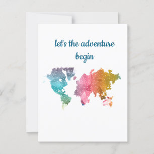 Let's The Adventure Begin Colourful Geometric Worl Postcard