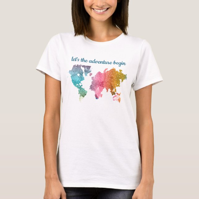 Let's The Adventure Begin Colourful Geometric Worl T-Shirt (Front)