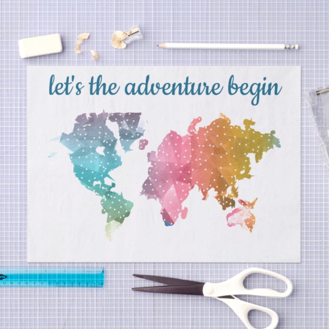 Let's The Adventure Begin Colourful Geometric Worl Tissue Paper (Craft)