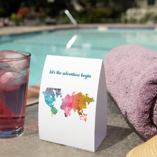 Let's The Adventure Begin Geometric World Map