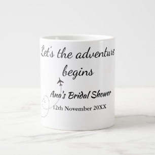 lets the adventure begins bridal shower add name d large coffee mug