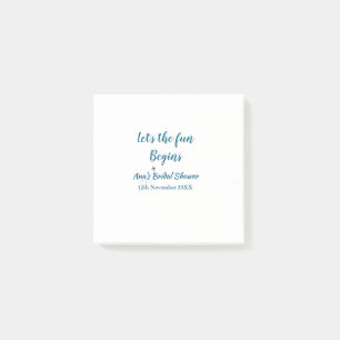 lets the adventure begins bridal shower add name d post-it notes