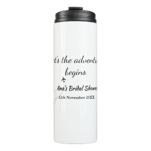 lets the adventure begins bridal shower add name d thermal tumbler