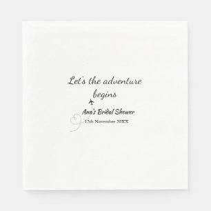 lets the adventure begins bridal shower add name napkin