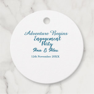 lets the adventure begins engagement party name da favour tags