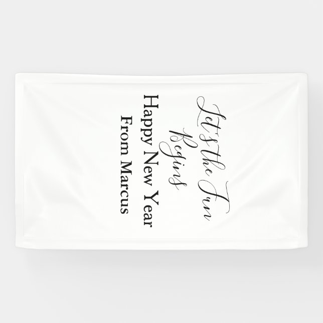 lets the fun begins happy new year name year simpl banner (Horizontal)