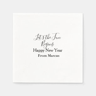 lets the fun begins happy new year name year simpl napkin