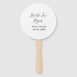 lets the fun begins wedding couple name date simpl hand fan
