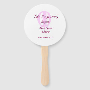 lets the journey begins bridal shower add name pin hand fan