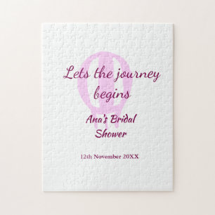 lets the journey begins bridal shower add name pin jigsaw puzzle