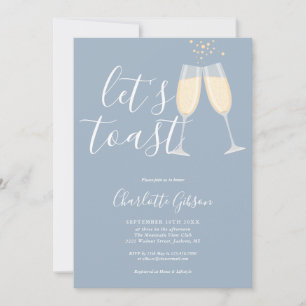 Let's Toast Bridal Shower Dusty Blue QR Code Invitation