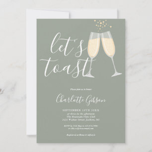 Let's Toast Bridal Shower Sage Green QR Code Invitation