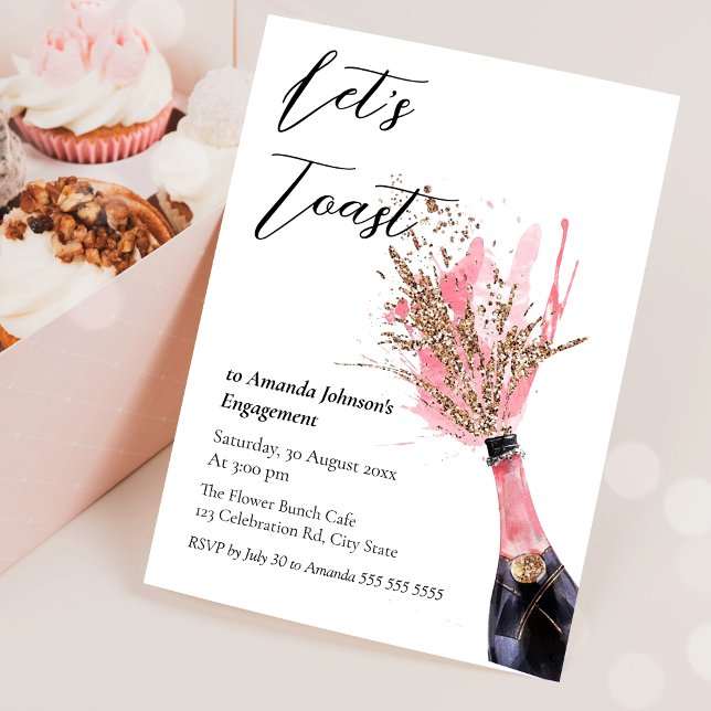 Let's Toast Champagne Pink Bridal Shower  Invitation (Creator Uploaded)