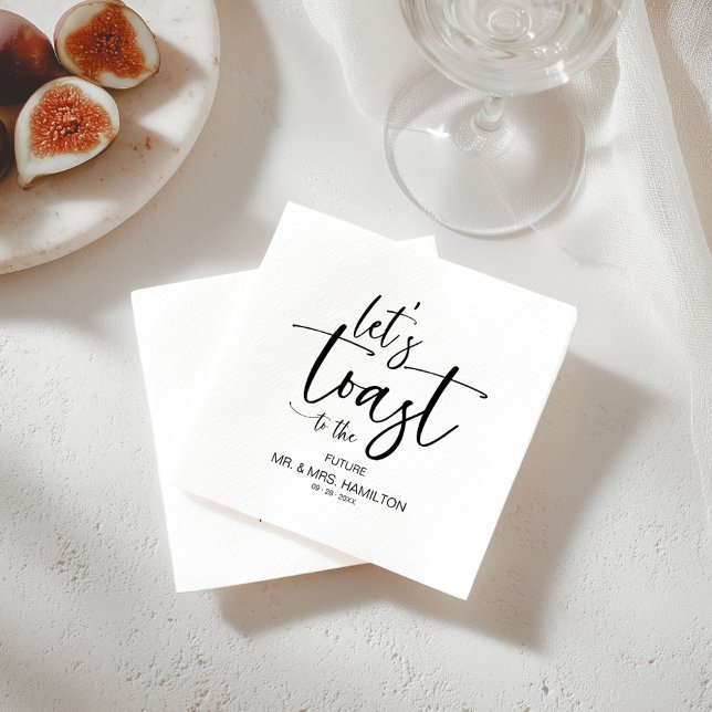 Let's Toast Chic Calligraphy Engagement Party Napkin (Creator Uploaded)