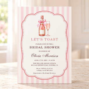 Let's Toast Pink Champagne Bow Bridal Shower Invitation