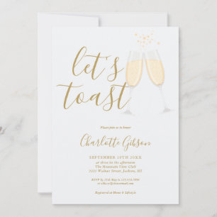 Let's Toast Script Bridal Shower Gold Invitation