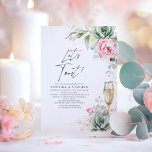 Let's Toast Succulent Pink Floral Engagement Party Invitation<br><div class="desc">Succulents and pink flowers romantic boho modern engagement party invitations - Let's Toast!</div>