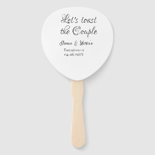 Let's toast the couple engagement party name date  hand fan