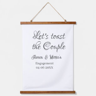 Let's toast the couple engagement party name date  hanging tapestry
