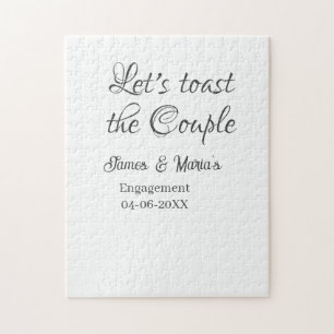 Let's toast the couple engagement party name date jigsaw puzzle