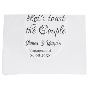 Let's toast the couple engagement party name date large gift bag