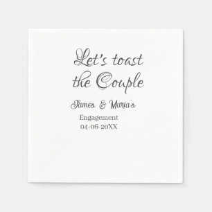 Let's toast the couple engagement party name date napkin