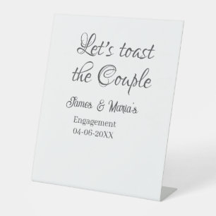 Let's toast the couple engagement party name date pedestal sign