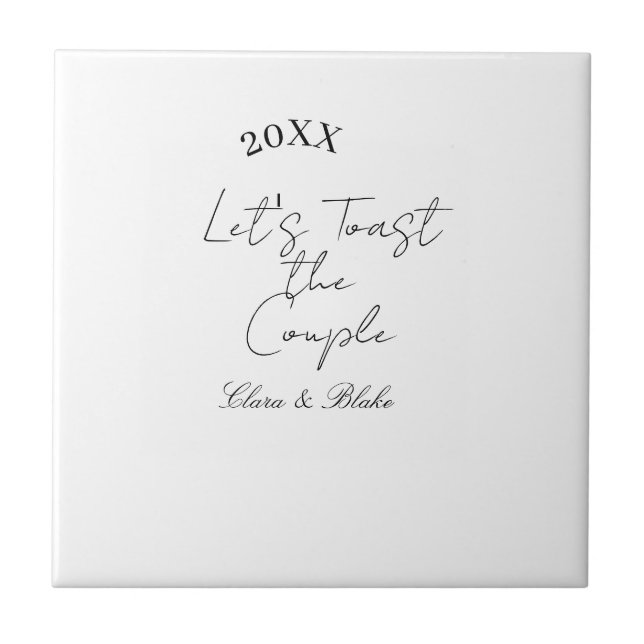 Let's toast the couple engagement wedding party ye ceramic tile (Front)