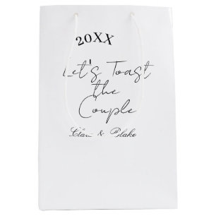 Let's toast the couple engagement wedding party ye medium gift bag