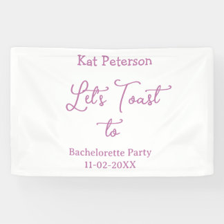 Let's toast to BACHELORETTE PARTY NAME DATE PURPLE Banner