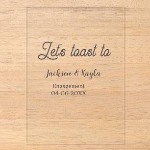 Let's toast to engagement party name date elegant  acrylic invitations