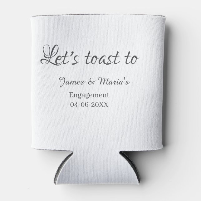 Let's toast to engagement party name date elegant  can cooler (Front)