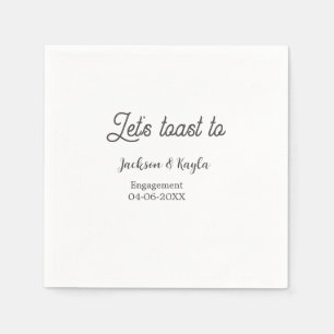 Let's toast to engagement party name date elegant napkin