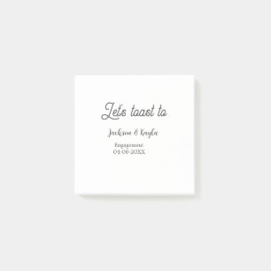Let's toast to engagement party name date elegant post-it notes