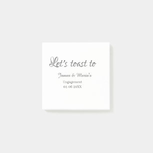 Let's toast to engagement party name date elegant post-it notes