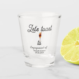 Let's toast to engagement party name date glass