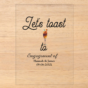 Let's toast to engagement party name date glass acrylic invitations