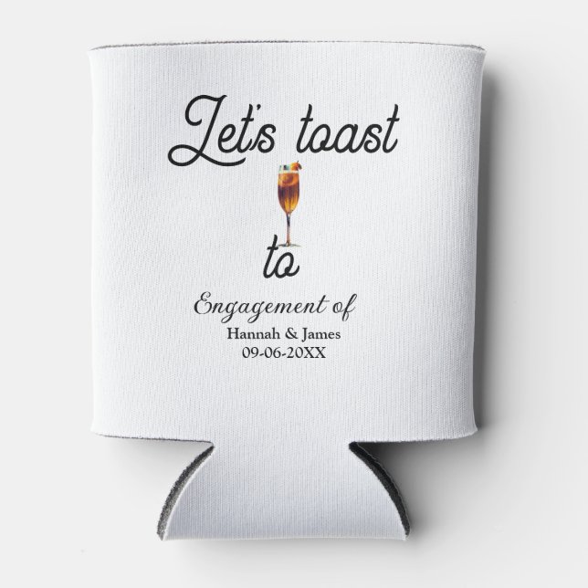 Let's toast to engagement party name date glass can cooler (Front)