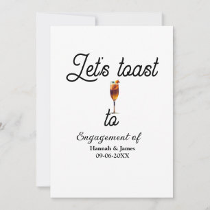 Let's toast to engagement party name date glass invitation