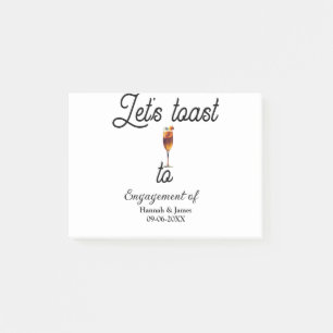 Let's toast to engagement party name date glass post-it notes