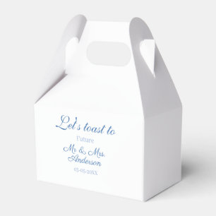 lets toast to future mr & mrs couple wedding blue favour box